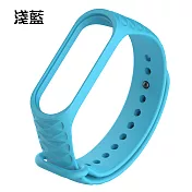 【DR.Story】小米手環4矽膠超耐磨菱格紋手環淺藍