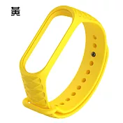 【DR.Story】小米手環4矽膠超耐磨菱格紋手環黃色