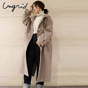 【U】Ungrid - 牛角釦連帽大衣 [K1184-809]  卡其色