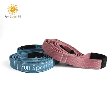 FunSport 立肌靈-環節式拉筋繩/瑜珈伸展繩/拉筋帶/助展帶/stretch strap(2入)灰藍2入