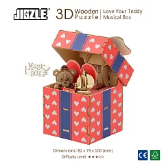 JIGZLE ® 3D─木拼圖─彩色音樂盒─愛你的泰迪