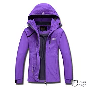 (女款)男女款質感機能修身連帽外套 三色-Mini嚴選M紫色