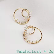 Wanderlust+Co 澳洲品牌 鑲鑽月亮耳環 前後扣耳環 Moon Phase