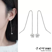 【Sayaka紗彌佳】925純銀清新優美冰晶梅花造型鑲鑽耳線耳環-單一款式