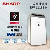 SHARP 夏普 18公升/日 DW-LJ18T 衣物乾燥 自動除菌離子除濕機白色
