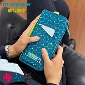 m square商旅系列Ⅱ護照夾藍色六角紋