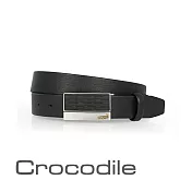 【Crocodile】鱷魚皮件 真皮皮件 32mm打洞休閒 真皮皮帶 0101-40051 42 黑色