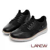 【LA NEW】飛彈輕量英倫風休閒鞋(男2260155)24.5cm黑