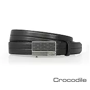 【Crocodile】鱷魚皮件 真皮皮件 32mm自動扣皮帶 0101-42011-0138 38 黑色