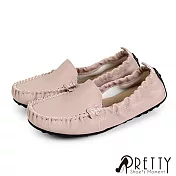 【Pretty】女 休閒鞋 莫卡辛 便鞋 素面 按摩顆粒 乳膠氣墊 平底 台灣製 JP24 粉紅色