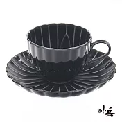 日本製 美濃燒小兵窯陶瓷咖啡杯盤- 黑