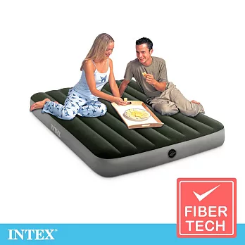 【INTEX】經典雙人(fiber-tech)充氣床墊(綠絨)-寬137cm(64108)