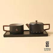 【陸寶LOHAS】福到茶禮 福到財到好運到 一壺一杯+茶盤 禪風黑