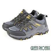 【GREEN PHOENIX】男 登山鞋 運動鞋 休閒鞋 第二代 防潑水 透氣 網布 反光 拼接 EU40 灰色