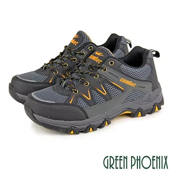 【GREEN PHOENIX】男 登山鞋 運動鞋 休閒鞋 第二代 防潑水 透氣 網布 反光 拼接 EU40 灰色