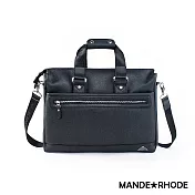 MANDE RHODE - 里米尼 - 硬挺十字紋手提橫式公事包 - MR-52871 黑色