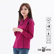 【遊遍天下】MIT台灣製女款顯瘦抗UV吸排機能POLO長衫(GL1010) L 紫紅