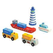 【Mentari 木製玩具】碼頭運輸軌道配件(交通車輛)