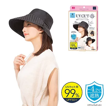 【日本Needs Labo】SHADAN防紫外線涼感防曬雙樣帽  黑底/圓點