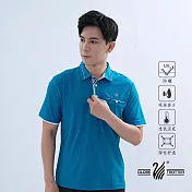 【遊遍天下】男款抗UV吸濕排汗機能格紋POLO衫(GS1017) M 藍色