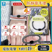 【日本ELEBLO】頂級4倍強效條紋編織防靜電手環(1.9秒急速除靜電髮圈) 典雅黑*1盒