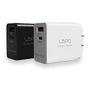 【LAPO】PD+QC 18w 快充雙孔USB旅充頭/充電頭(W49042) 黑色