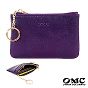 【OMC】義大利植鞣革3卡位牛皮零錢包- 紫色