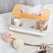 【KM生活】日式簡約多功能木蓋桌面紙巾盒/收納盒/ 置物盒