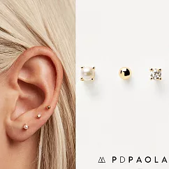 PD PAOLA 西班牙時尚潮牌 白鑽X星辰豆豆X珍珠耳環三件組 金色 ANGEL GOLD