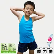 【MORINO摩力諾】兒童抗菌防臭運動背心(挖背款) M 水藍
