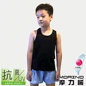 【MORINO摩力諾】兒童抗菌防臭運動背心(挖背款) M 黑色