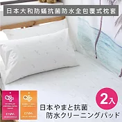 【UP101】日本大和防螨抗菌防水全包覆式枕套2入(EO-040)
