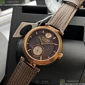 VERSUS VERSACE凡賽斯精品錶,編號：VV00292,40mm圓形玫瑰金精鋼錶殼古銅色錶盤真皮皮革咖啡色錶帶