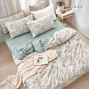《DUYAN 竹漾》台灣製100%精梳棉雙人四件式舖棉兩用被床包組-霧時之森