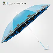 【雙龍牌】嬉戲貓咪全纖維防風自動傘超輕量抗UV直立傘A0571C 湖水藍