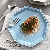 【Homely Zakka】北歐簡約啞光色釉八角新骨瓷餐盤/點心盤/水果盤19.5cm_ 馬卡龍藍