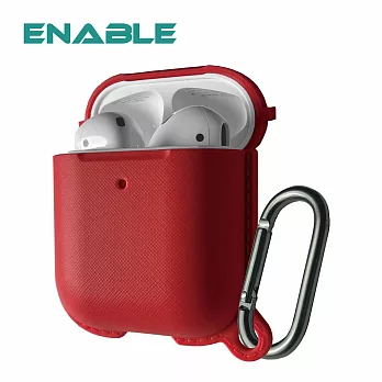 ENABLE For AirPods 防塵抗污 充電盒保護套 (附金屬防丟吊環)- 熱情紅