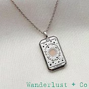 Wanderlust+Co 澳洲品牌 銀色太陽神項鍊 長方形錢幣項鍊 Le Soleil