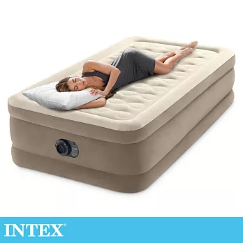 【INTEX】超厚絨豪華單人加大充氣床-寬99cm (內建電動幫浦-fiber tech)(64425)
