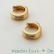 Wanderlust+Co 澳洲品牌 簡約圓形耳環 立體三層設計 Triple Band Baby Huggie
