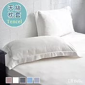 義大利La Belle《簡約純色》天絲壓框枕套--2入-白色