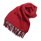 COACH 經典logo雙色流蘇圍巾-磚紅