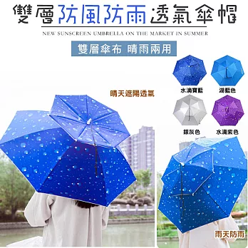 雙層防風防雨透氣傘帽(2入組) 水滴紫色*2