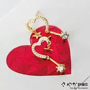 【Sayaka紗彌佳】925純銀愛藏於心鏤空心型鑲鑽垂墜耳環- -金色