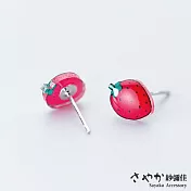 【Sayaka紗彌佳】925純銀甜美小清新可口草莓造型耳環 -紅色