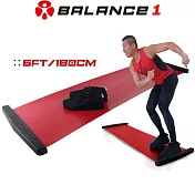 【BALANCE 1】橫向核心肌群訓練 滑步器 豪華版180cm紅色(SLIDING BOARD EX 180cm)