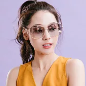 【ALEGANT】韓流復古典雅金邊初戀粉水銀漸層女神款墨鏡/UV400太陽眼鏡