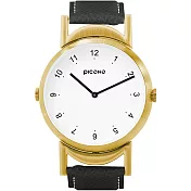 Twin 系列簡約雙錶面法國真皮錶帶手錶/TN-11501 金色
