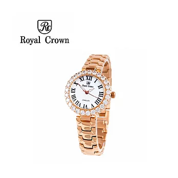 Royal Crown 6305S 高貴女伶花樣鑲鑽腕錶 - 玫瑰金