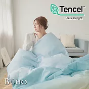 《BUHO》舒涼TENCEL天絲單人床包+雙人兩用被套三件組 《澄采沁藍》
